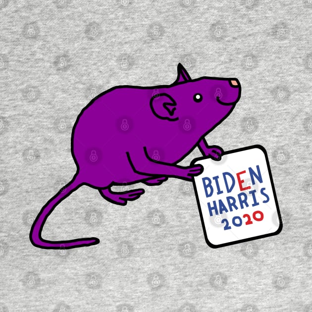 Small Rat with Biden Harris Sign by ellenhenryart